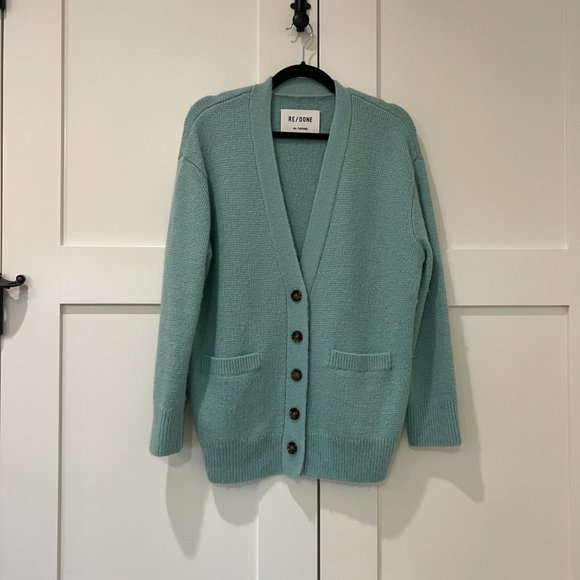 RE/DONE 90s Oversized 90s V-Neck Cardigan Spearmint- Size Small - Picture 7 of 12